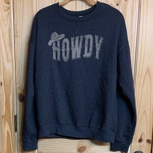 Western Charcoal Gray Howdy' Top Size Large